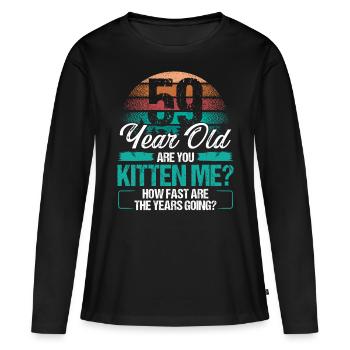 59 Year Old Funny Cat Owner Birthday Idea Kitten - Frauen Premium Bio Langarmshirt - Schwarz - Vorne - Julia (174cm)