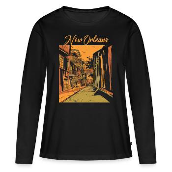 Nouvelle-Orléans Louisiane Souvenir Bourbon Street - T-shirt manches longues Premium bio Femme - noir - Devant - Julia (174cm)