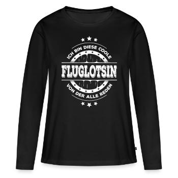 Fluglotsin Geburtstag Flugsicherung Geschenk - Frauen Premium Bio Langarmshirt - Schwarz - Vorne - Julia (174cm)