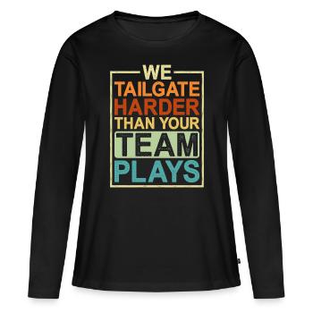 Nous suivons le hayon plus fort que votre équipe ne joue - T-shirt manches longues Premium bio Femme - noir - Devant - Julia (174cm)