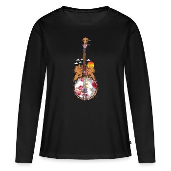 Chemises Banjo Pour Hommes Bluegrass Appalachia Folk - T-shirt manches longues Premium bio Femme - noir - Devant - Julia (174cm)