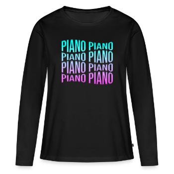 Piano - T-shirt manches longues Premium bio Femme - noir - Devant - Julia (174cm)