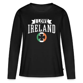 J’adore l’Irlande Saint-Patrick Irlandais irlandais - T-shirt manches longues Premium bio Femme - noir - Devant - Julia (174cm)