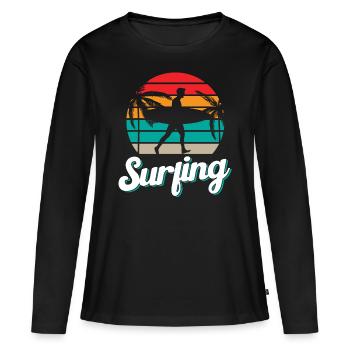 Surf Surf Surfing Planche de surf Surfer - T-shirt manches longues Premium bio Femme - noir - Devant - Julia (174cm)