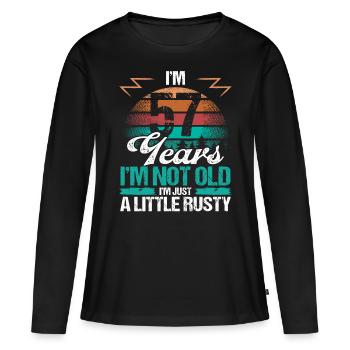 57 Idée d’anniversaire Drôle Je ne suis pas vieux Humour Année - T-shirt manches longues Premium bio Femme - noir - Devant - Julia (174cm)