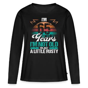 65 Idée d’anniversaire Drôle Je ne suis pas vieux Humour Année - T-shirt manches longues Premium bio Femme - noir - Devant - Julia (174cm)