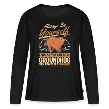 Marmotte Marmotte Marmotte de la forêt Marmotte - T-shirt manches longues Premium bio Femme - noir - Devant - Julia (174cm)