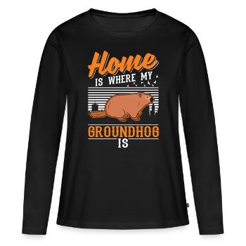 Groundhog Home Groundhog Day Marmot - Women's Premium Organic Long Sleeve Shirt - black - Front - Julia (174cm)