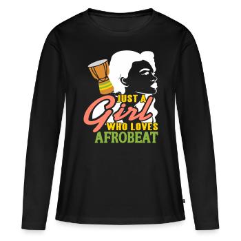 Juste une fille qui aime l’afrobeat - T-shirt manches longues Premium bio Femme - noir - Devant - Julia (174cm)