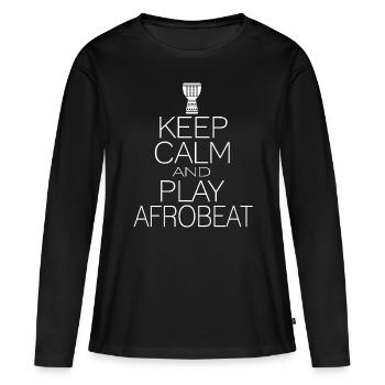 Restez calme et jouez afrobeat - T-shirt manches longues Premium bio Femme - noir - Devant - Julia (174cm)