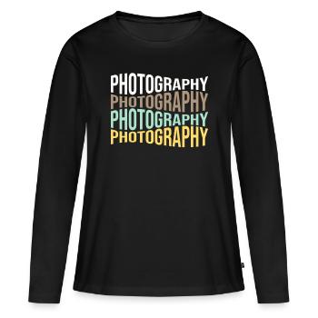 Fotografie - Frauen Premium Bio Langarmshirt - Schwarz - Vorne - Julia (174cm)