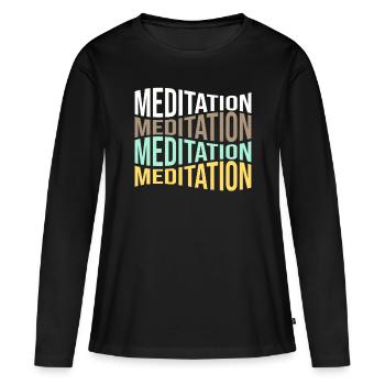 méditation - T-shirt manches longues Premium bio Femme - noir - Devant - Julia (174cm)