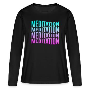 méditation - T-shirt manches longues Premium bio Femme - noir - Devant - Julia (174cm)