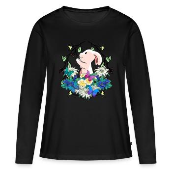 Début du printemps Lapin de Pâques Nature - T-shirt manches longues Premium bio Femme - noir - Devant - Julia (174cm)