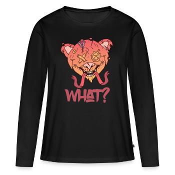 Teddy drôle quelle horreur effrayante nounours meurtrier - T-shirt manches longues Premium bio Femme - noir - Devant - Julia (174cm)