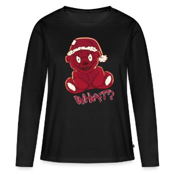 Drôle de cauchemar nounours de Noël Quoi? Meurtrier - T-shirt manches longues Premium bio Femme - noir - Devant - Julia (174cm)