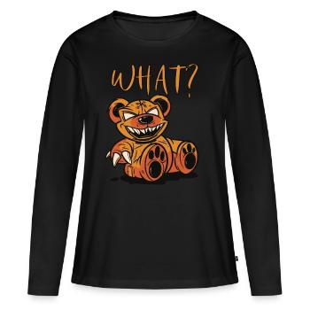 Ours en peluche meurtrier Quoi? Drôle d’ours en peluche Horreur-A - T-shirt manches longues Premium bio Femme - noir - Devant - Julia (174cm)
