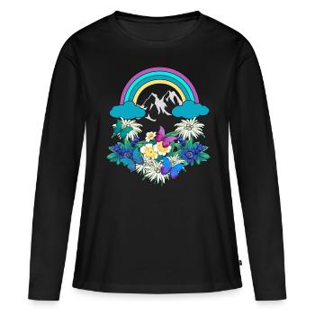 Autriche Tyrol Printemps arc-en-ciel Nature Alm - T-shirt manches longues Premium bio Femme - noir - Devant - Julia (174cm)