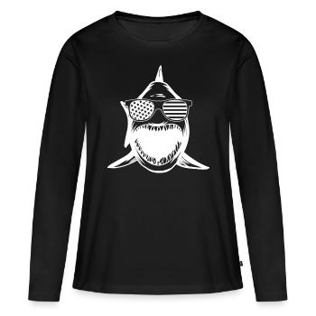 Great White Shark Shark Fish - Funny Shark Lover - Frauen Premium Bio Langarmshirt - Schwarz - Vorne - Julia (174cm)