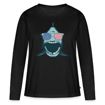 Sharkfish Funny Shark Lover - Great White Shark Fi - Frauen Premium Bio Langarmshirt - Schwarz - Vorne - Julia (174cm)