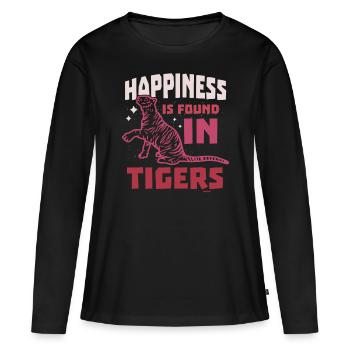 Happiness Is Found In Tigers - Women's Premium Organic Long Sleeve Shirt - black - Front - Julia (174cm)
