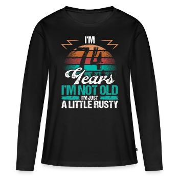 74 Idée d’anniversaire Drôle Je ne suis pas vieux Humour Année - T-shirt manches longues Premium bio Femme - noir - Devant - Julia (174cm)