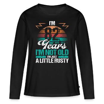 82 Idée d’anniversaire Drôle Je ne suis pas vieux Humour Année - T-shirt manches longues Premium bio Femme - noir - Devant - Julia (174cm)