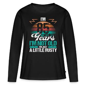 85 Idée d’anniversaire Drôle Je ne suis pas vieux Humour Année - T-shirt manches longues Premium bio Femme - noir - Devant - Julia (174cm)