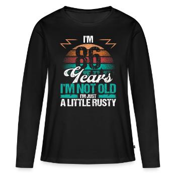 86 Idée d’anniversaire Drôle Je ne suis pas vieux Humour Année - T-shirt manches longues Premium bio Femme - noir - Devant - Julia (174cm)