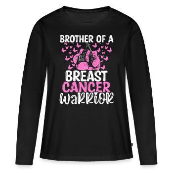 Breast Cancer Awareness Brother Twins Sibling - Frauen Premium Bio Langarmshirt - Schwarz - Vorne - Julia (174cm)