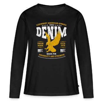 Légendaire American Eagle Denim Apparel USA - T-shirt manches longues Premium bio Femme - noir - Devant - Julia (174cm)