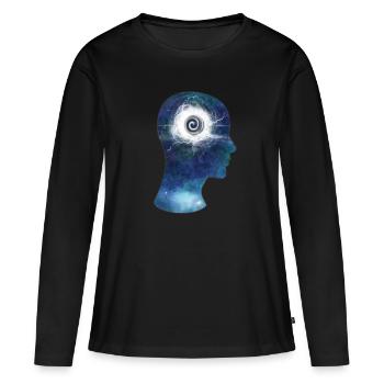 spirituel Espace Cosmos Illumination - T-shirt manches longues Premium bio Femme - noir - Devant - Julia (174cm)