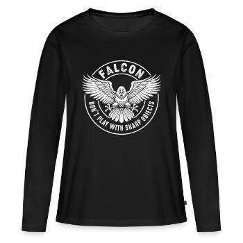 Falke Scharfe Objekte Falknerei Ornithologe Adler - Frauen Premium Bio Langarmshirt - Schwarz - Vorne - Julia (174cm)