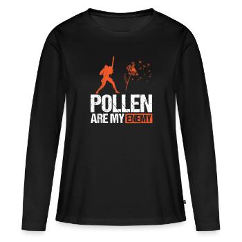 Le pollen est mon ennemi Allergie à la chemise - T-shirt manches longues Premium bio Femme - noir - Devant - Julia (174cm)