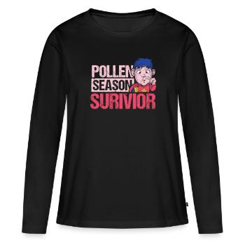 Cadeau de chemise de survivant de saison du pollen - T-shirt manches longues Premium bio Femme - noir - Devant - Julia (174cm)