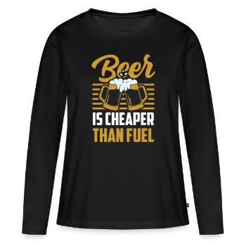 La bière est moins chère que les prix de l’essence - T-shirt manches longues Premium bio Femme - noir - Devant - Julia (174cm)