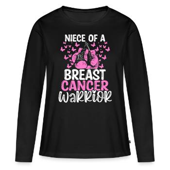 Breast Cancer Awareness Niece Aunt Uncle - Frauen Premium Bio Langarmshirt - Schwarz - Vorne - Julia (174cm)