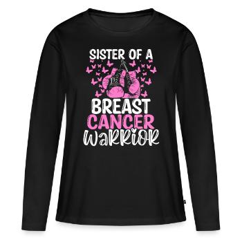 Breast Cancer Awareness Sister Twins Sibling - Frauen Premium Bio Langarmshirt - Schwarz - Vorne - Julia (174cm)