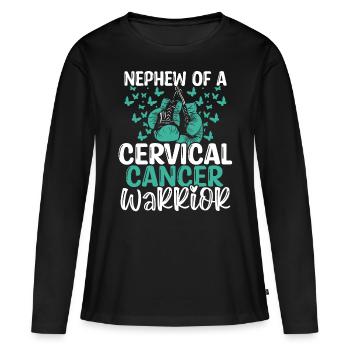 Sensibilisation au cancer du col de l’utérus Neveu Tante Oncle - T-shirt manches longues Premium bio Femme - noir - Devant - Julia (174cm)