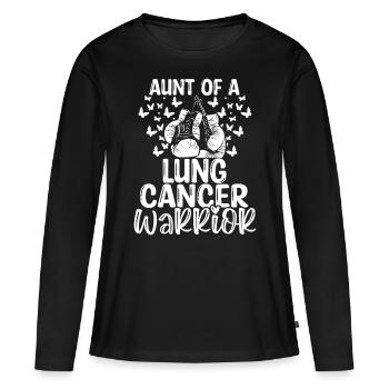 Lung Cancer Awareness Aunt Nephew Niece - Frauen Premium Bio Langarmshirt - Schwarz - Vorne - Julia (174cm)