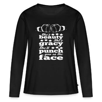 Boxing Women Idea Shell Punch You In The Face - Frauen Premium Bio Langarmshirt - Schwarz - Vorne - Julia (174cm)