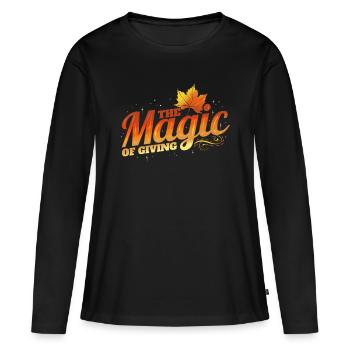 La magie de donner Thanksgiving d’automne - T-shirt manches longues Premium bio Femme - noir - Devant - Julia (174cm)