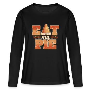 Eat My Pie Pumpkin Pie Piece Thanksgiving - Frauen Premium Bio Langarmshirt - Schwarz - Vorne - Julia (174cm)