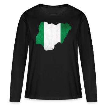 Nigeria - Frontière nationale dans le drapeau national - T-shirt manches longues Premium bio Femme - noir - Devant - Julia (174cm)