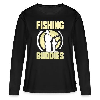 Amis pêcheurs Ami pêcheur Ami pêcheur - T-shirt manches longues Premium bio Femme - noir - Devant - Julia (174cm)