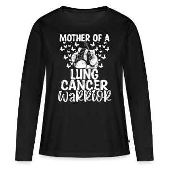 Lung Cancer Awareness Mom Mothers Day Mama - Frauen Premium Bio Langarmshirt - Schwarz - Vorne - Julia (174cm)