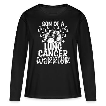 Lung Cancer Awareness Month Ribbon Son - Frauen Premium Bio Langarmshirt - Schwarz - Vorne - Julia (174cm)