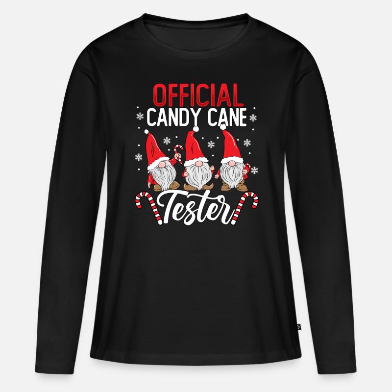 Official Candy Cane Tester - Frauen Premium Bio Langarmshirt - Schwarz