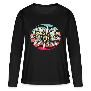 Edelweiss Vintage Schweiz Souvenir Wandern Alpen B - Frauen Premium Bio Langarmshirt - Schwarz - Vorne - Julia (174cm)