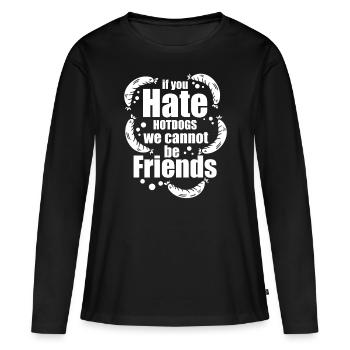 Snack Hot-Dog Restauration rapide - T-shirt manches longues Premium bio Femme - noir - Devant - Julia (174cm)